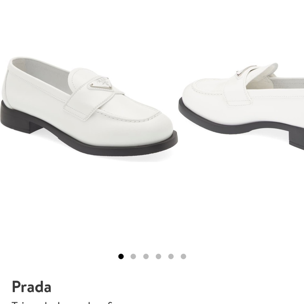 Prada Unlined Brushed Leather Loafers - White - 36